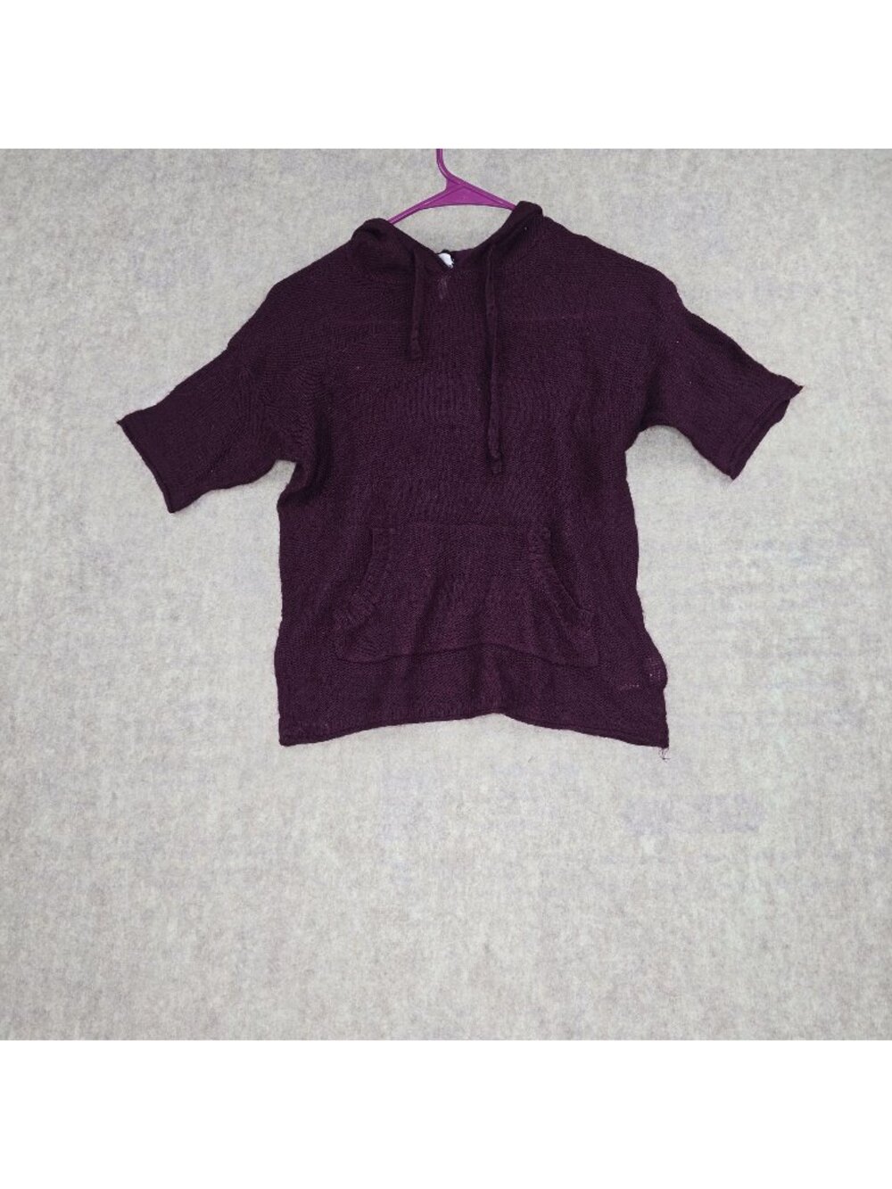 Aeropostale XS Purple Short-Sleeve Knit Hoodie Women’s Lightweight Pullover Top